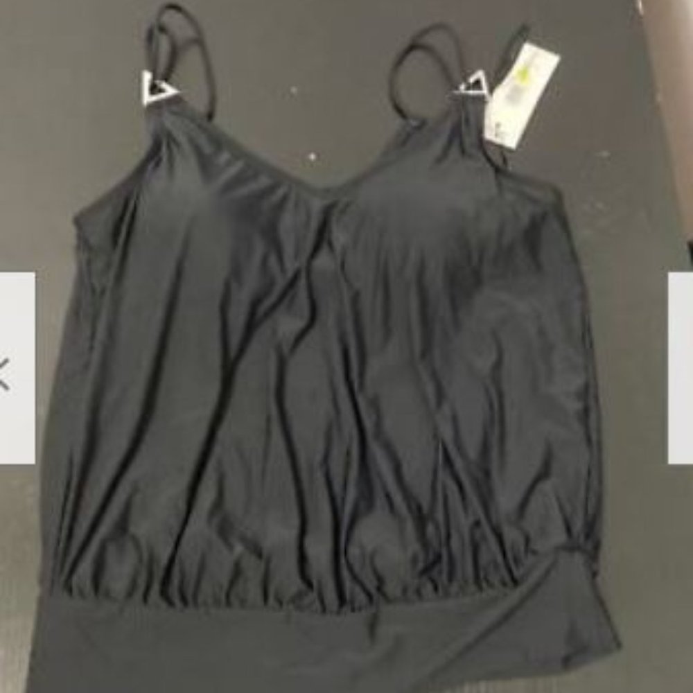 Calvin Klein Women's Black Underwired Synthetic Blouson Tankini Top Size Medium - Picture 3 of 4